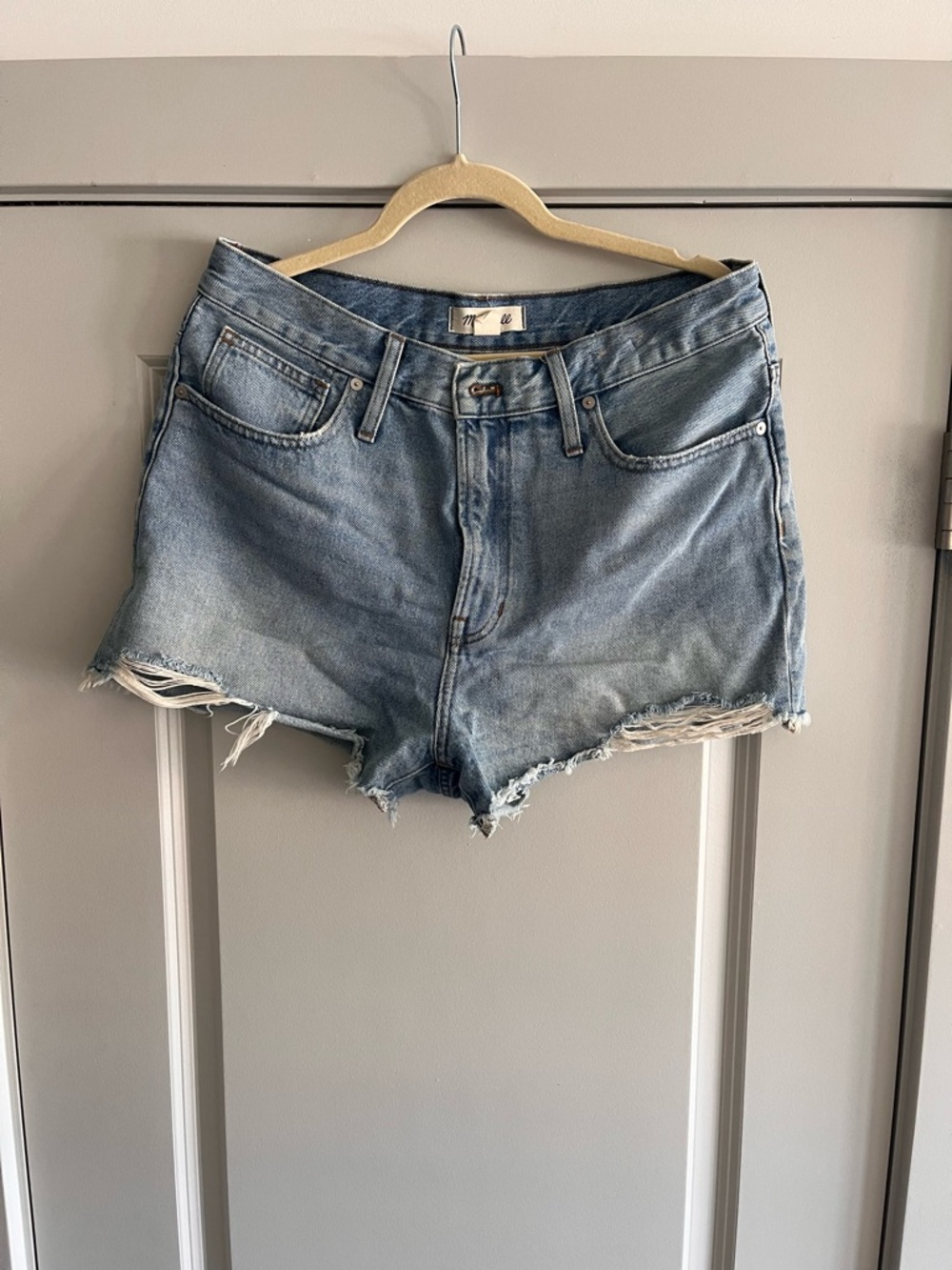 Madewell High-Rise Distressed Women's Denim Shorts - Light Blue